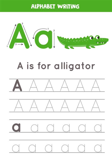 Tracing Alphabet Letter A With Cute Cartoon Alligator 2171376 Vector