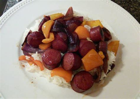 Polish Sausages With Onions and Sweet Peppers Recipe by Rosslyn - Cookpad