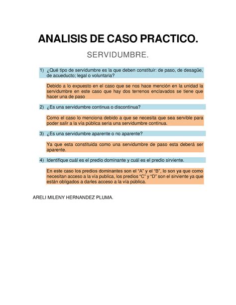 Hernandeza A2u8 BDR TAREA ANALISIS DE CASO PRACTICO SERVIDUMBRE