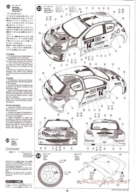 Tamiya 58250 Manual • Peugeot 206 Wrc Ta 03fs • Rcscrapyard