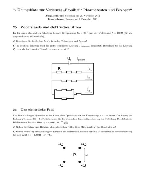 Bungsblatt Zur Vorlesung Physik F R Pharmazeuten Und Biologen