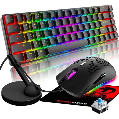 Ensemble De Souris Clavier Gaming Filaire Rvb Interrupteur Bleu