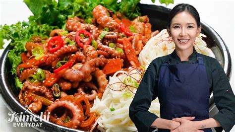 Spicy Small Octopus With Noodles Korean Nakji Bokkeum Made