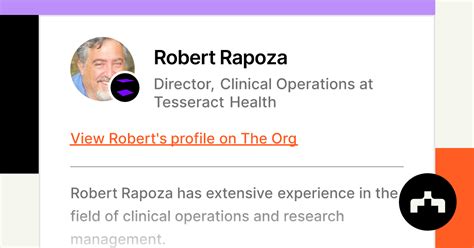 Robert Rapoza Director Clinical Operations At Tesseract Health The Org