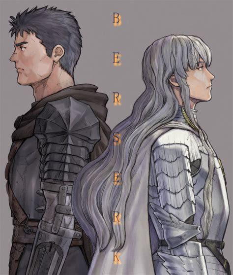 Safebooru 2boys Armor Berserk Black Hair Cape Copyright Name Fuji D38635s10 Griffith Guts