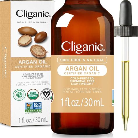 Cliganic Organic Argan Oil For Hair Face And Skin 1oz