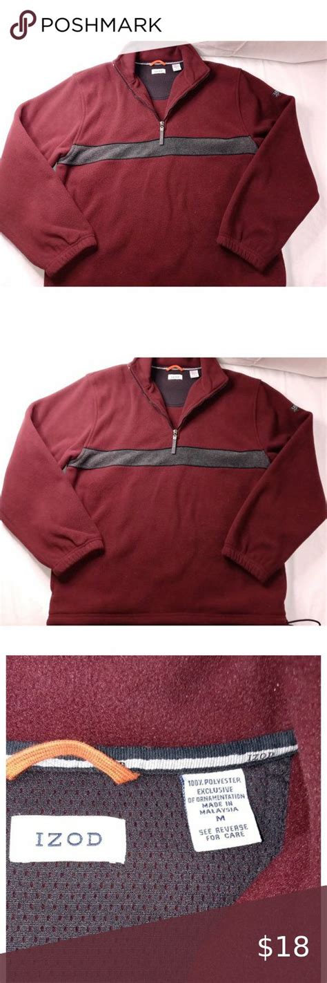 Men S Izod Perform X Maroon 1 4 Zip Fleece Pullover Sweatshirt Jacket