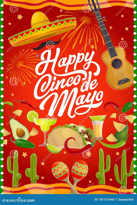 Happy Cinco De Mayo Mexican Holiday Greetings Stock Vector