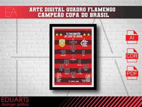 Arte Digital Quadro Flamengo Campeão Copa do Brasil 2022 no Elo7