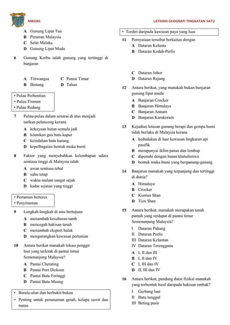 Latihan Geografi Tingkatan 1 Pdf