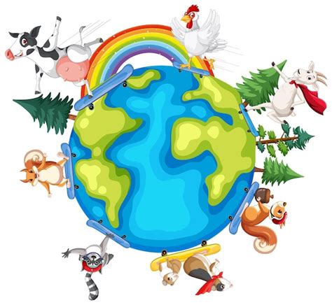 Premium Vector | Animals on the planet earth