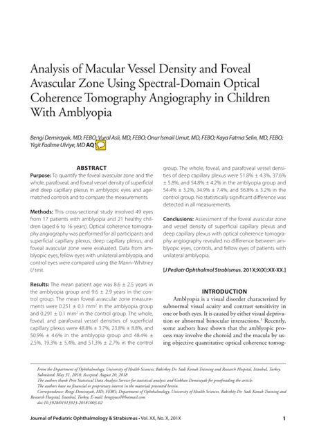 Pdf Analysis Of Macular Vessel Density And Foveal Avascular Zone