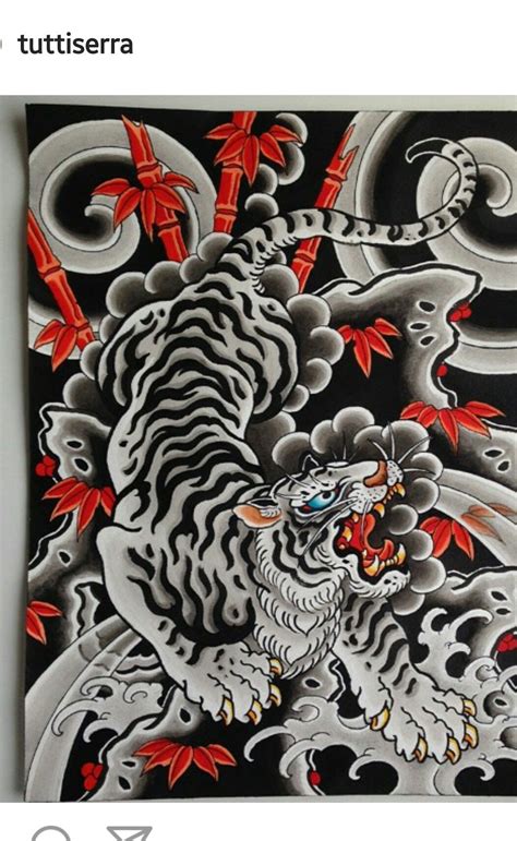 Black White And Red Might Be Cool Japanese Tiger Tattoo Japanese