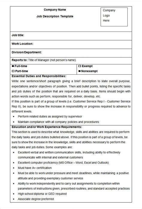 Work Responsibilities Template