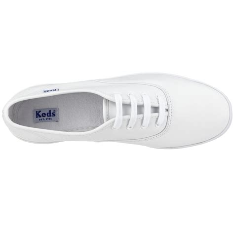 Keds Women S Champion Leather Sneaker White Leather 8 M Leather And Lace White Leather Arch