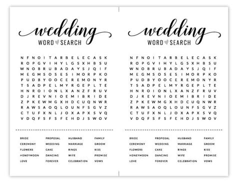 Free Printable Bridal Shower Games Wedding Word Search Printable