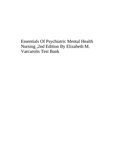 Solution Essentials Of Psychiatric Mental Health Nursing Nd Edition