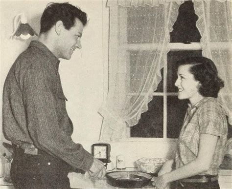 Joel and Frances Dee McCrea as young marrieds in their kitchen, 1941 ...