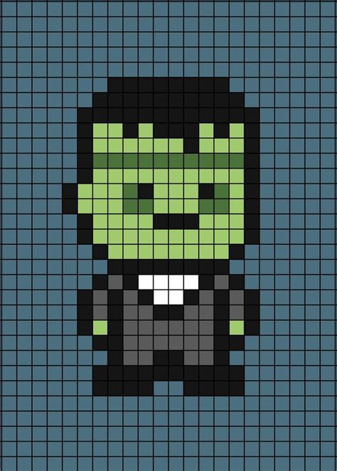 A Pixel Art Template Of Frankenstein Perler Bead Templates Pearler