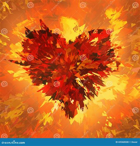 Burst Of Broken Heart On Fire Backgrounds Stock Illustration