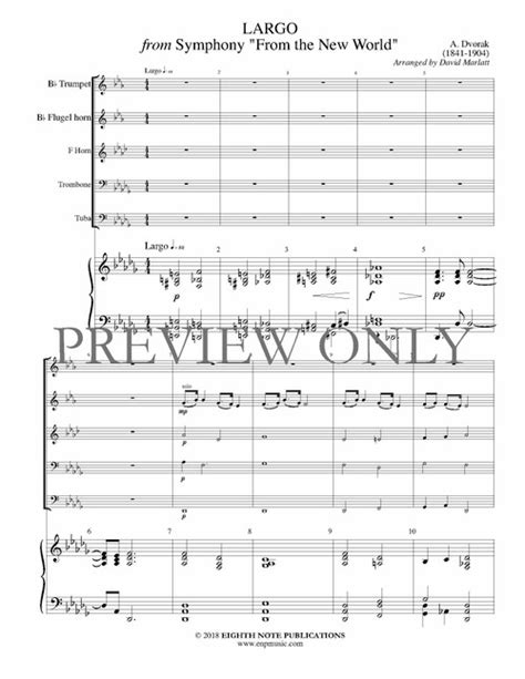 Largo From Symphony From The New World Brass Quintet And Organ Dvorak