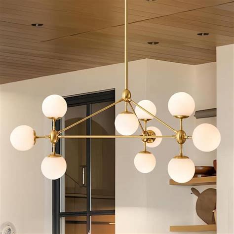 Rrtyo Hermitage Light Gold Unique Modern Chandelier With Milky White