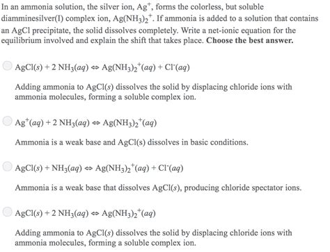 Agcl Nh3 Net Ionic Equation