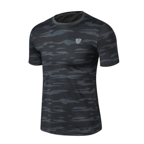 Camouflage Short Sleeve T Shirt Fitness Men Bodybuilding Crossfit