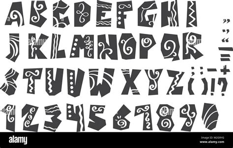 Grunge Full Alphabet And Numerals Vector Illustration Modern