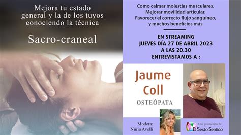 Terapia Sacro Craneal Por Jaume Coll Youtube