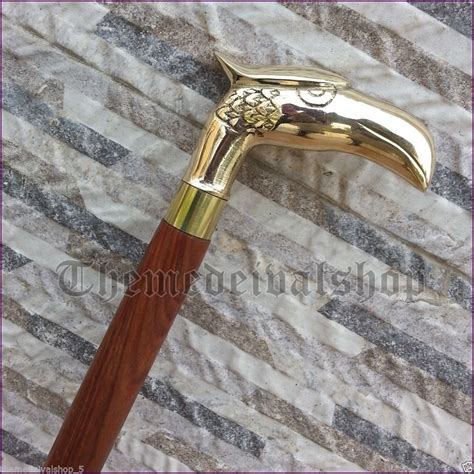 Brass Eagle Cane Walking Stick Vintage Designer Canes Gem