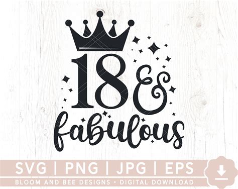 18 And Fabulous 18th Birthday Design Silhouette Svg Png Etsy México