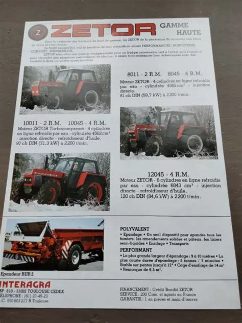 PROSPECTUS TRACTEUR ZETOR Gamme Faucheuse Brochure Prospekt Trattori