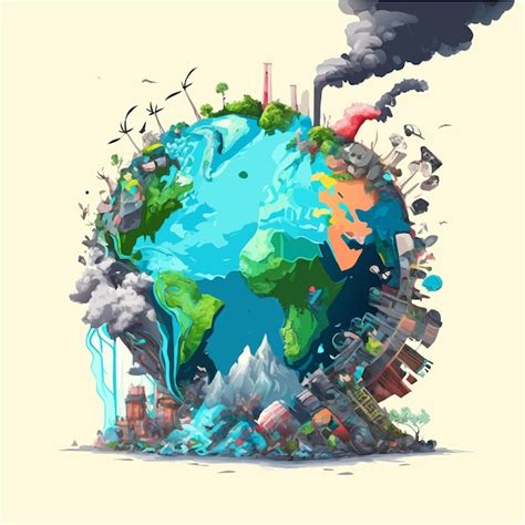 Premium Vector Environmental Awareness Pollution Illustration