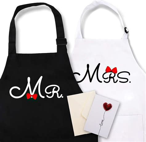 Kaxahhe Couples Apron 2 Pack Set Mr And Mrs Aprons For Men