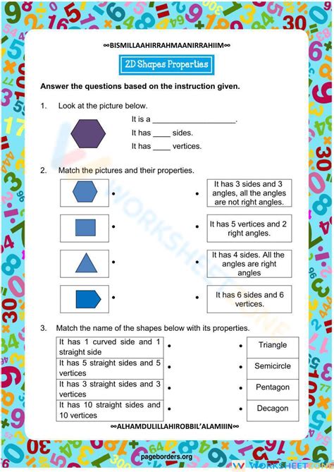 Properties Of D Shapes Worksheet