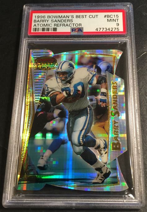 Rare Barry Sanders Bowmans Best Cut Atomic Refractor Bc Psa