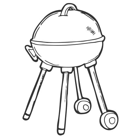 Bbq Grill Hand Drawn Outline Doodle Icon Kettle Barbecue Grill Vector