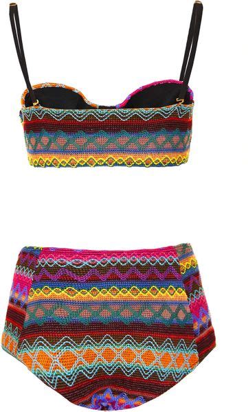 Topshop Multicolour Embroidered Aztec Bikini In Multicolor Multi Lyst