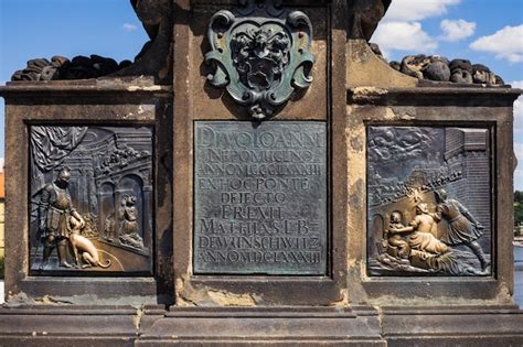 Premium Photo Base Of Statue Of John Of Nepomuk Charles Bridge Prague