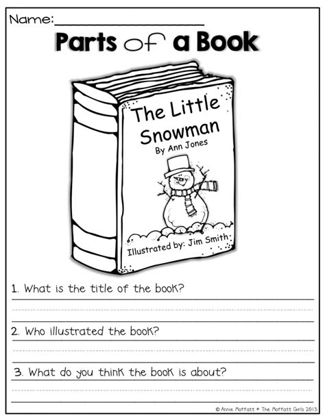 Parts Of A Book Kindergarten