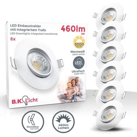 B K Licht Lot De 6 Spots LED Encastrables Ultraplat 30mm 5W 460Lm