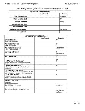 Fillable Online WL Cutting Permit Application E Submission Data Form