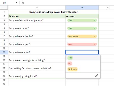 How To Create Colored Drop Down List In Excel And Google Sheets