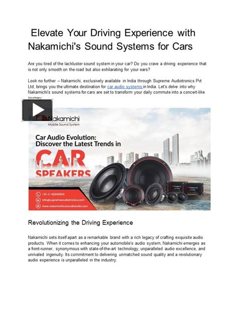 Ppt Elevate Your Driving Experience With Nakamichi S Sound Systems For Cars Powerpoint