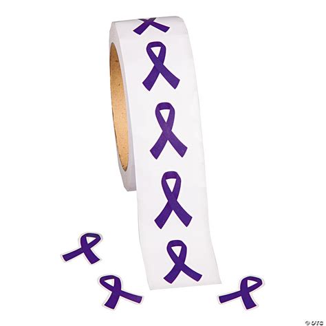 Purple Ribbon Awareness Sticker Rolls