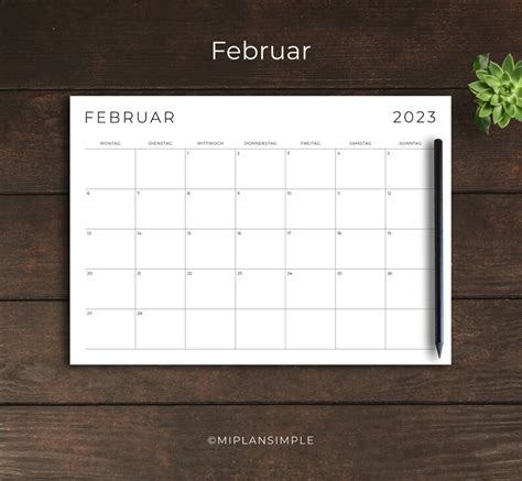 Kalender 2023 Deutsch 2023 Monatskalender Deutsch Druckbarer