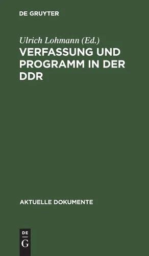 ulrich lohmann verfassung und programm  der ddr hardback  import