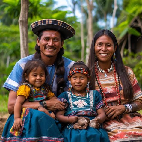 Premium AI Image | Muisca Indigenous Colombian Family in traditional