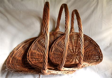 Handwoven Wicker Gathering Basket Garden Basket Log Basket Etsy